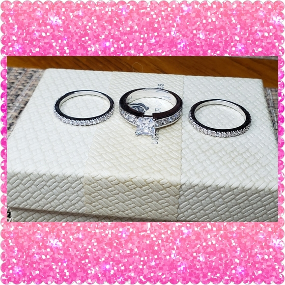 LILY'S GEMS Jewelry - 3 Pc14K White Gold Sapphire